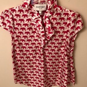 Elizabeth McKay Silk Hot Pink Elephant Shirt